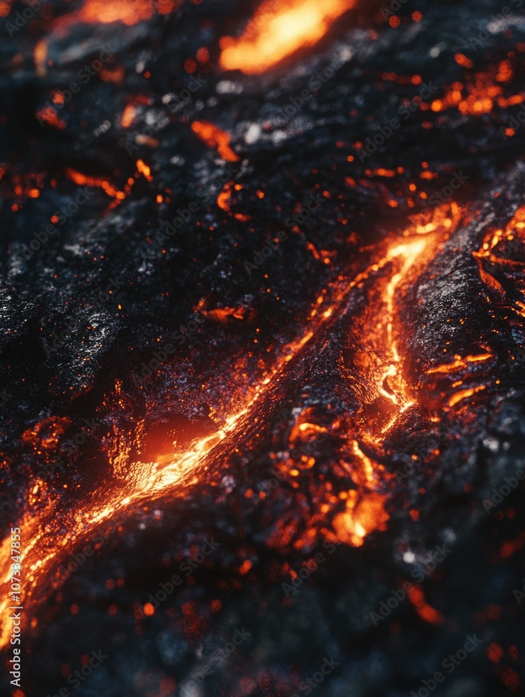 Vivid Red Lava-Like Texture on Dark Background Vivid Red Lava-Like Texture on Dark Background