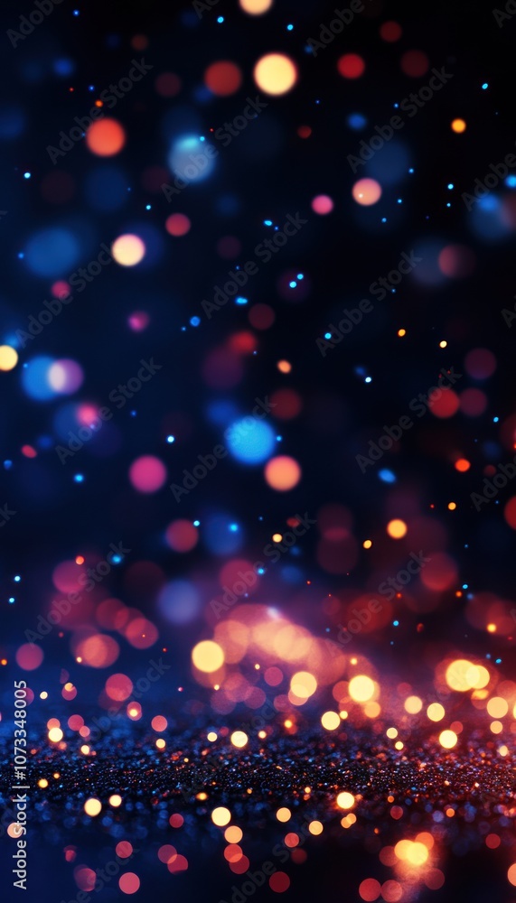 Obraz premium A vibrant, abstract background featuring colorful, glowing orbs against a dark backdrop, creating a lively and festive atmosphere.