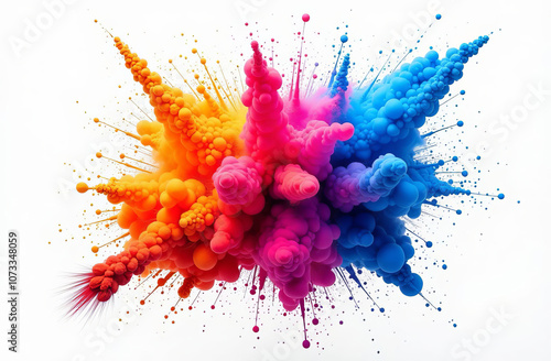 Holi colors, splash. Hindu festival that marks the arrival of spring and is celebrated with a splash of colors. photo