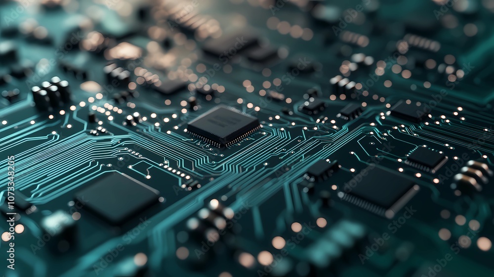 Abstract circuitry network displayed in microchip pattern, forming a tech-related texture suitable for advertisements, posters, and digital designs Abstract circuitry network displayed in microchip pattern, forming a tech-related texture suitable for advertisements, posters, and digital designs