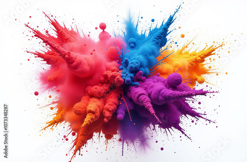 Holi colors, splash. Hindu festival that marks the arrival of spring and is celebrated with a splash of colors. photo