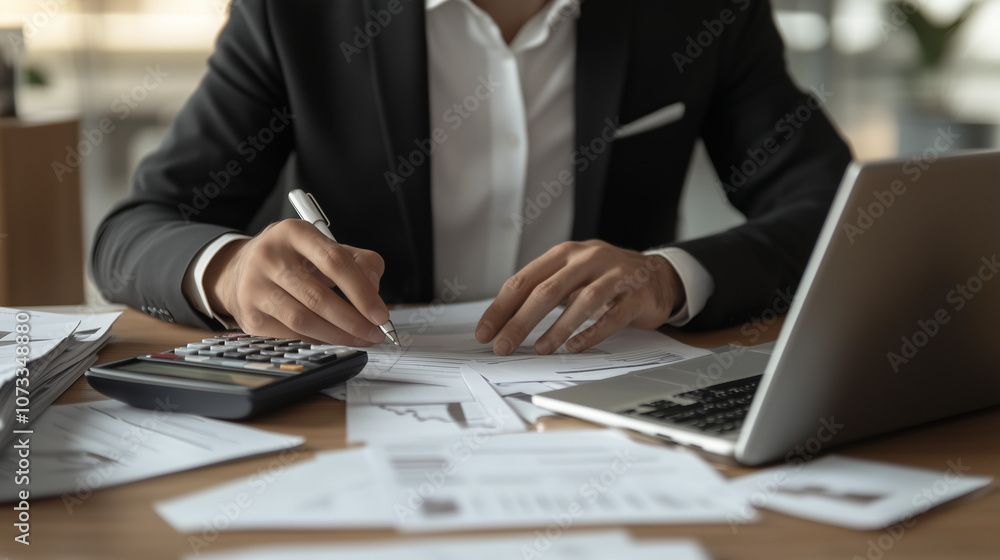 An accountant looks at a financial report, professional accounting company, digital marketing, optimization, guy calculating a sales margin, a man, presumably a businessman, is analyzing documents An accountant looks at a financial report, professional accounting company, digital marketing, optimization, guy calculating a sales margin, a man, presumably a businessman, is analyzing documents