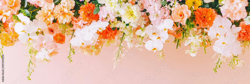 blossom flowers blooming floral festive bouquet wall fashion various colorful vibrant background. 3D fashion pastel beautiful romantic card wallpaper