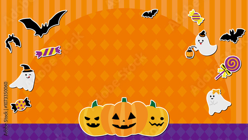 ハロウィンのステッカーバナーイラスト背景_フルHDサイズ_16.9