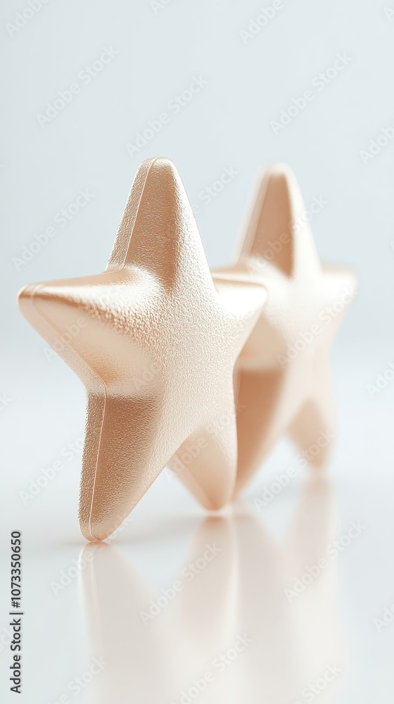 Two gold stars are sitting on a white background Two gold stars are sitting on a white background