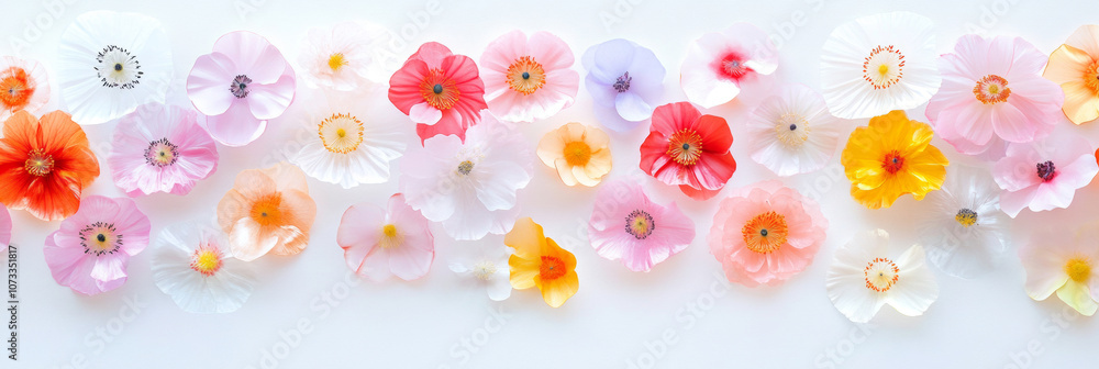 Fototapeta premium blossom flowers blooming floral festive bouquet wall fashion various colorful vibrant background. 3D fashion pastel beautiful romantic card wallpaper