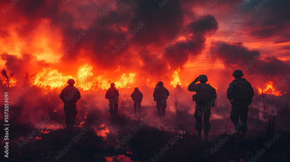 A group of special forces soldiers saluting each other in the battlefield, showcasing camaraderie, discipline, and respect among elite military personnel; the image captures the unity and strength of A group of special forces soldiers saluting each other in the battlefield, showcasing camaraderie, discipline, and respect among elite military personnel; the image captures the unity and strength of