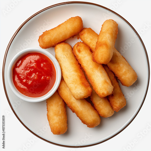 Mozzarella sticks, with tomato sauce isolate on transparency background png