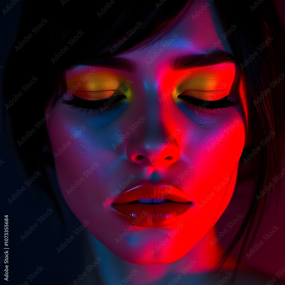 Vibrant Neon Portrait with Dramatic Lighting Vibrant Neon Portrait with Dramatic Lighting