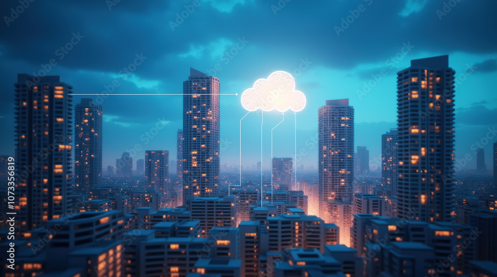 Naklejka premium Modern Finance Revolutionized by Secure Cloud-Based Transactions