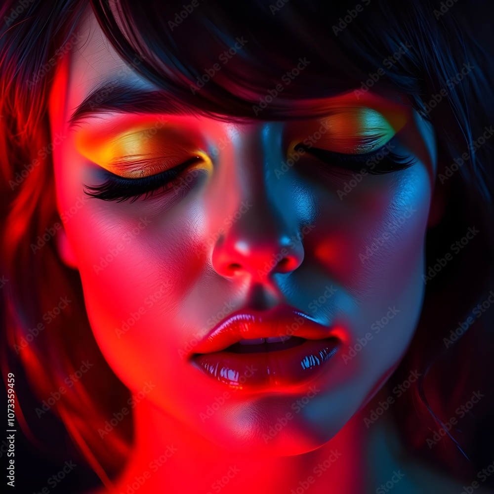 Vibrant Neon Portrait with Dramatic Lighting Vibrant Neon Portrait with Dramatic Lighting