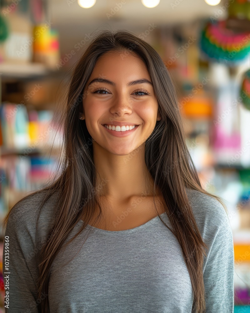 small business saturday, Cheerful Female Shop Owner Smiling in a Store small business saturday, Cheerful Female Shop Owner Smiling in a Store