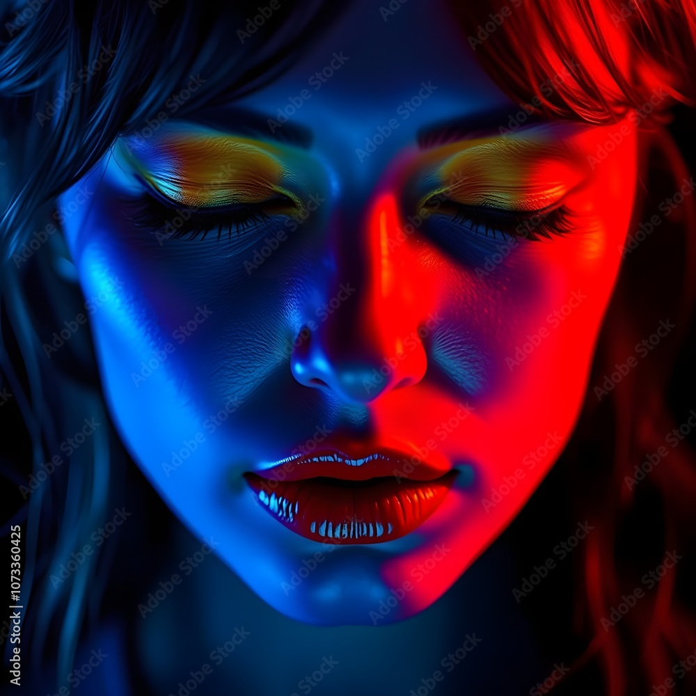 Vibrant Neon Portrait with Dramatic Lighting Vibrant Neon Portrait with Dramatic Lighting