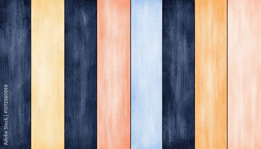 Hand-painted vertical stripes in navy blue and peach tones, textured watercolor pattern, simple and modern design Hand-painted vertical stripes in navy blue and peach tones, textured watercolor pattern, simple and modern design