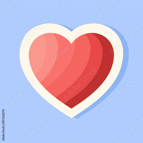 Heart sticker on a blue background. Vector.