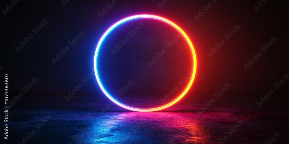 Creative glowing digital tech circle on dark background, concept of big data and technology trends Creative glowing digital tech circle on dark background, concept of big data and technology trends