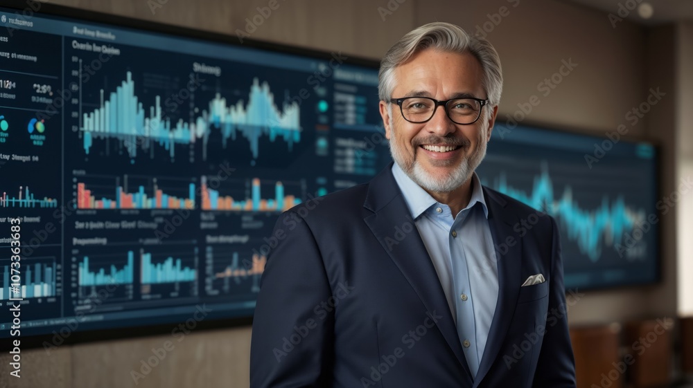 Businessman Reviews Charts, Data Analysis, and Key Performance Indicators Businessman Reviews Charts, Data Analysis, and Key Performance Indicators