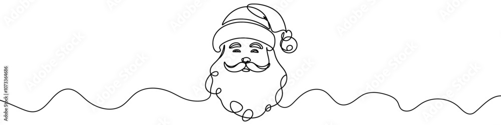 Continuous line drawing santa claus face. Christmas vector illustration Continuous line drawing santa claus face. Christmas vector illustration
