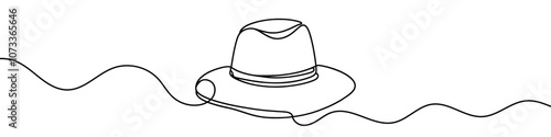 Continuous line is creating a stylish hat in this minimalist vector illustration