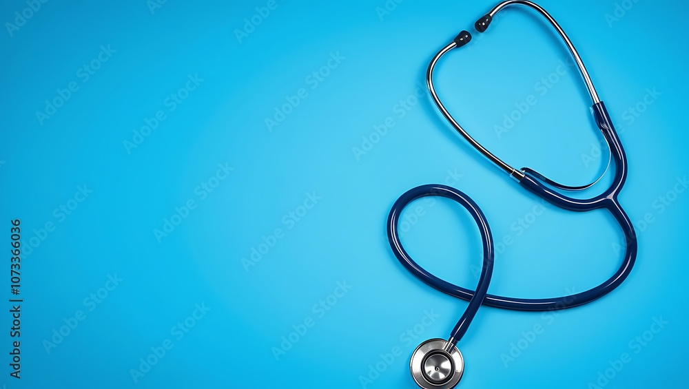 Medical Stethoscope on Blue Background - Healthcare and Medical Equipment Concept, stethoscope, healthcare, doctor, blue background. Medical Stethoscope on Blue Background - Healthcare and Medical Equipment Concept, stethoscope, healthcare, doctor, blue background.