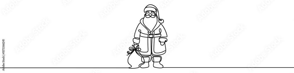 Obraz premium Continuous line drawing santa claus. Christmas illustration vector.