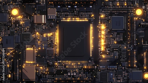 Wallpaper Mural High-resolution microchip texture, displaying a pattern of interconnected circuits, creating an abstract tech-themed backdrop for presentations, ads, or posters Torontodigital.ca