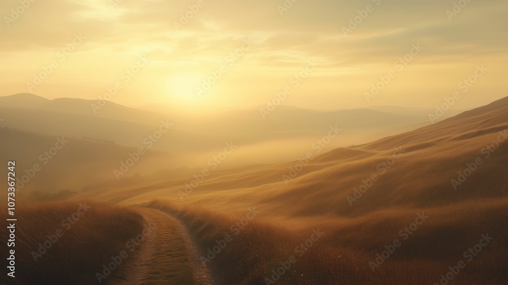 Soft focus mountain dirt road in foggy frosty dawn with warm colors and visible sunshine Morning dirt road through mountain plateau
Soft focus mountain dirt road in foggy frosty dawn with warm colors and visible sunshine Morning dirt road through mountain plateau