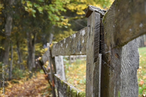Holzzaun im Herbst