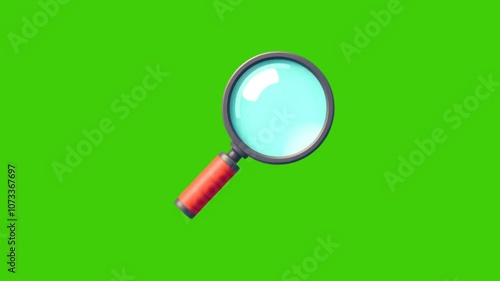 4k animation of magnifying glass isolated on green screen