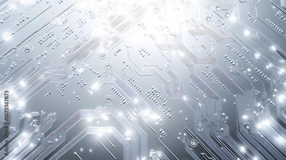 Obraz premium Digital microchip texture background, showcasing a network of circuits and connections, perfect for illustrating tech, data science, or futuristic concepts