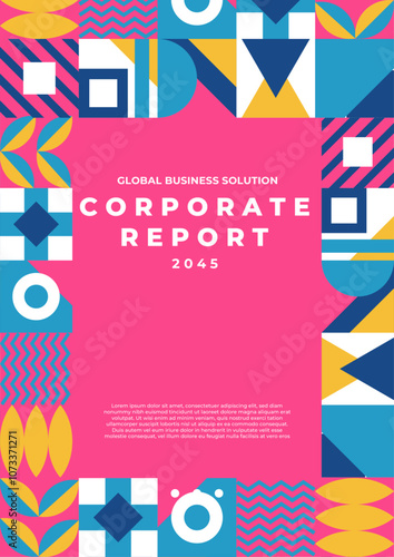 Vibrant Geometric Flyer Design for Global Business Reports