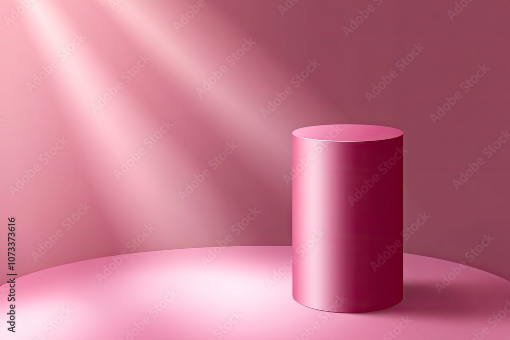 Pink Background,Studio room with 3d cylinder prodium display for product present,Vector illustration backdrop minimal scene with light on pink wall and floor. with generative ai Pink Background,Studio room with 3d cylinder prodium display for product present,Vector illustration backdrop minimal scene with light on pink wall and floor. with generative ai