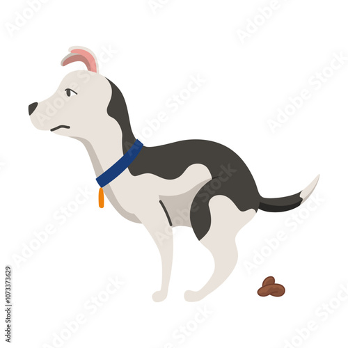 Dog poo clean up, one step infographic. Vector poster about hygiene animal, toilet cleaning information after your dog, one step
