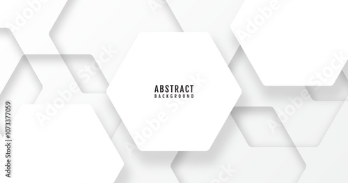 3D white abstract background overlap layer on bright space with cutout shape effect decoration. Modern graphic design element hexagons style concept for web banner, art, flyer, card, or brochure cover