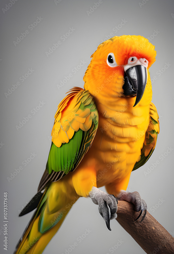 Obraz premium A white parrot stands next to a package.