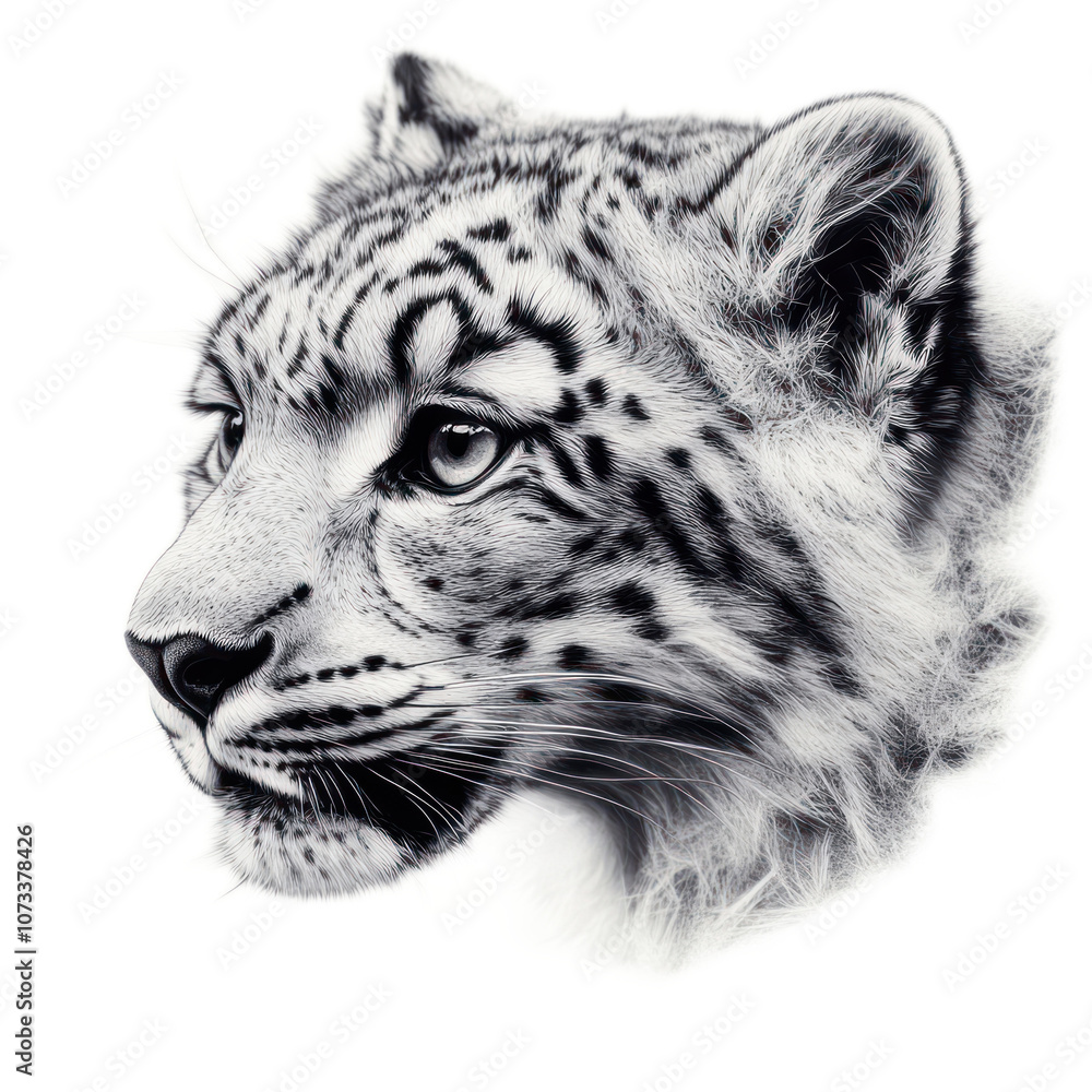 Fototapeta premium Snow Leopard Portrait in Black and White