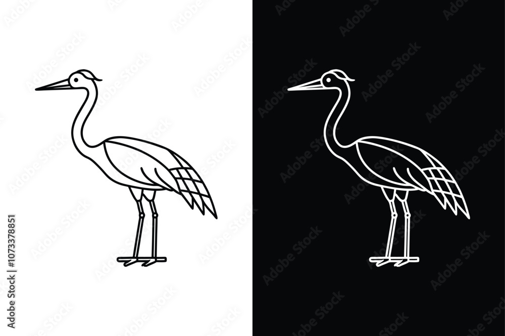 Fototapeta premium Crane bird icon on White Background Vector Art Illustration on white background.