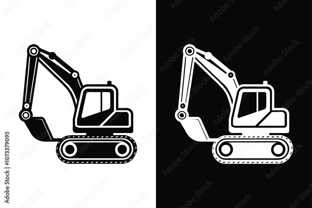 Naklejka premium Construction Excavator icon isolated on on White Background Vector Art Illustration on white background.