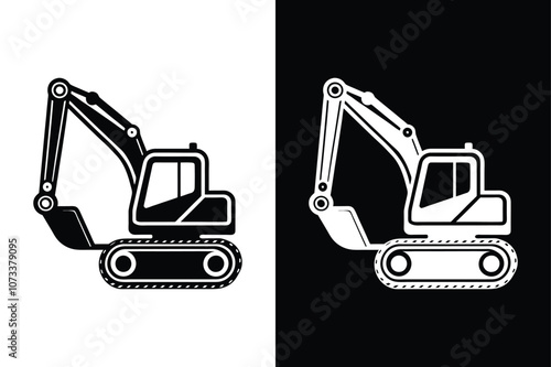 Construction Excavator icon isolated on on White Background Vector Art Illustration on white background.