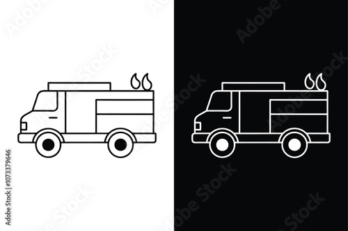 Fire truck icon isolated on on White Background Vector Art Illustration on white background.