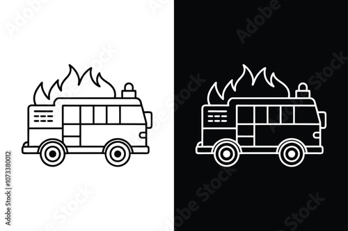 Fire truck icon isolated on on White Background Vector Art Illustration on white background.