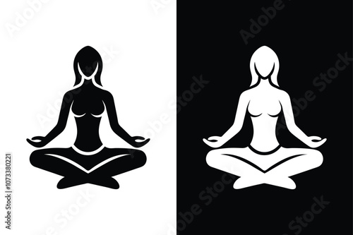 Yoga logo silhouette vector. Yoga symbol vector sign isolated on white background.