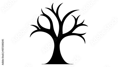 silhouette of a tree, dead tree simple vector illustration, single dead tree vector shape illustration