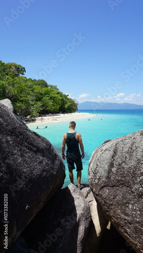 Backpacking Australia exploring Fitzroy Island Nudey beach the most beautiful beach in Australia photo