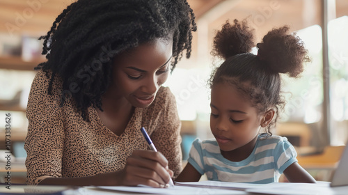 Teacher Tutoring Child in Math for Educational Support and Growth
