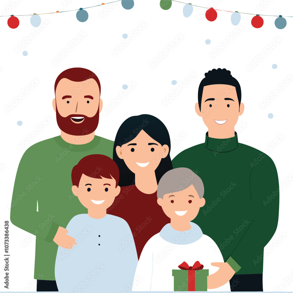 man and family celebrating a holiday.eps man and family celebrating a holiday.eps