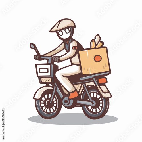 Food delivery man logo with motor bike sticker characters