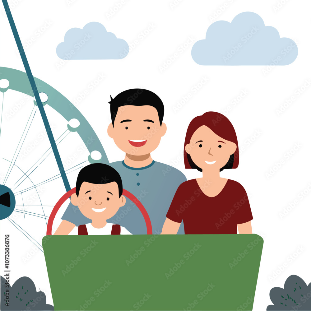 Fototapeta premium man and family on a ferris wheels.eps
