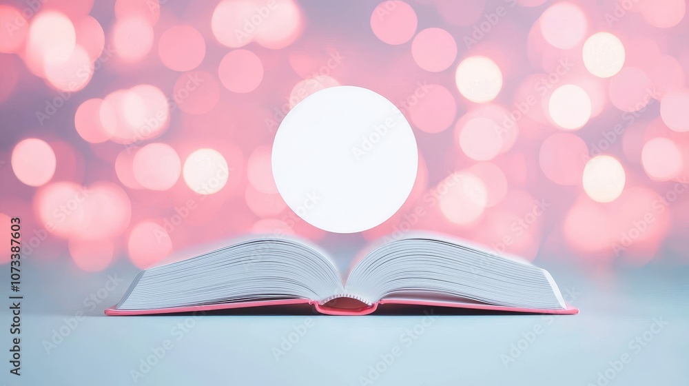 Explore the enchantment of an open book under a soft glowing light with dreamy background bokeh effects Explore the enchantment of an open book under a soft glowing light with dreamy background bokeh effects
