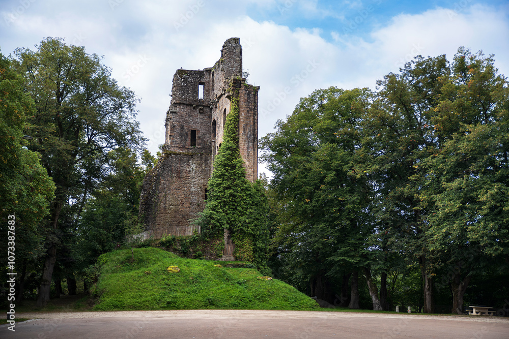 Ruins of the castle in the town of Vire in Normandy, France Ruins of the castle in the town of Vire in Normandy, France
